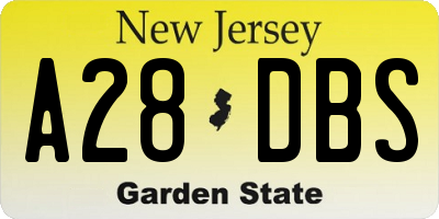 NJ license plate A28DBS