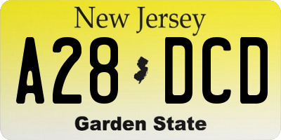 NJ license plate A28DCD