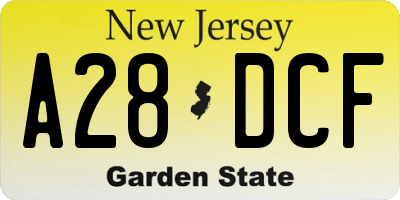 NJ license plate A28DCF
