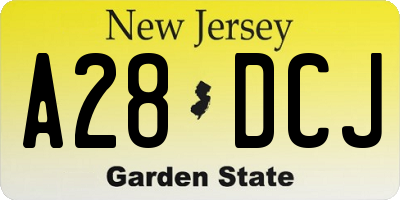 NJ license plate A28DCJ