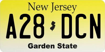NJ license plate A28DCN