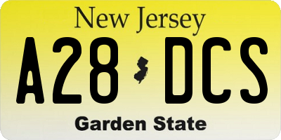 NJ license plate A28DCS