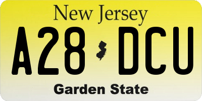 NJ license plate A28DCU