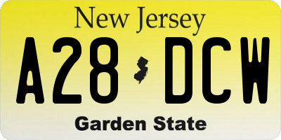 NJ license plate A28DCW