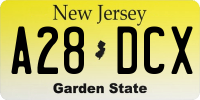 NJ license plate A28DCX