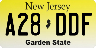 NJ license plate A28DDF