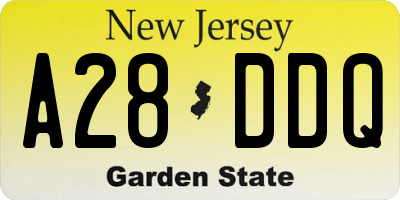 NJ license plate A28DDQ