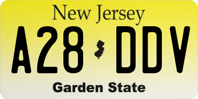 NJ license plate A28DDV