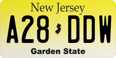NJ license plate A28DDW