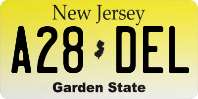 NJ license plate A28DEL