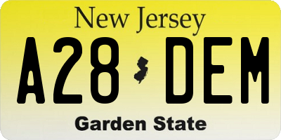 NJ license plate A28DEM