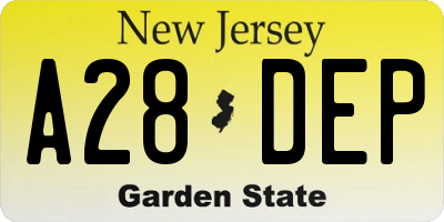 NJ license plate A28DEP