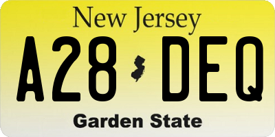 NJ license plate A28DEQ