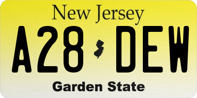 NJ license plate A28DEW