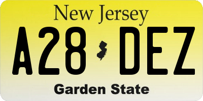 NJ license plate A28DEZ