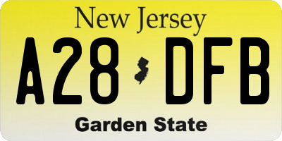 NJ license plate A28DFB