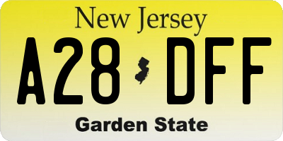 NJ license plate A28DFF
