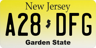 NJ license plate A28DFG