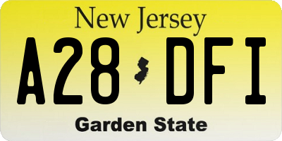 NJ license plate A28DFI