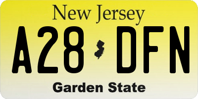NJ license plate A28DFN