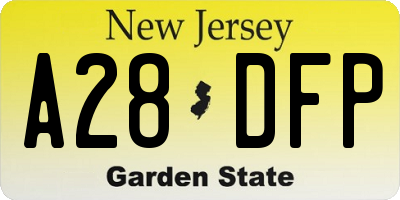 NJ license plate A28DFP