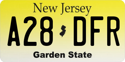NJ license plate A28DFR