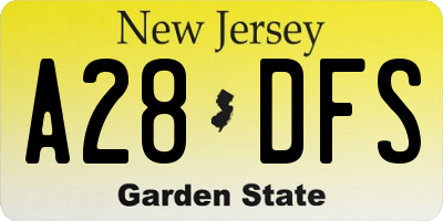 NJ license plate A28DFS