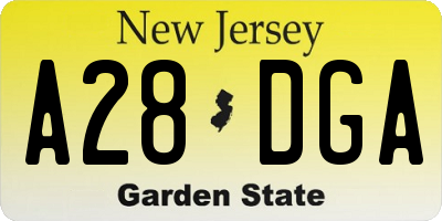 NJ license plate A28DGA