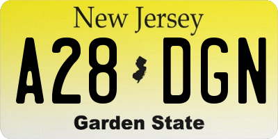 NJ license plate A28DGN