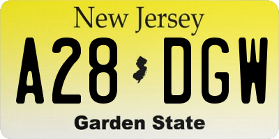 NJ license plate A28DGW