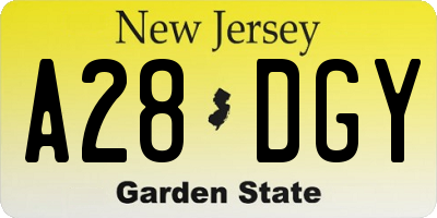 NJ license plate A28DGY