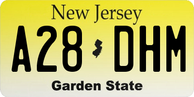 NJ license plate A28DHM