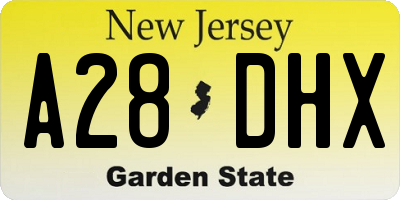 NJ license plate A28DHX
