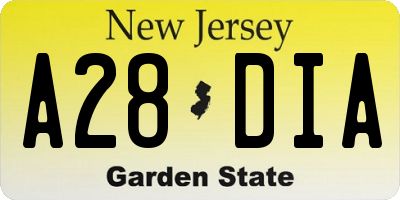 NJ license plate A28DIA