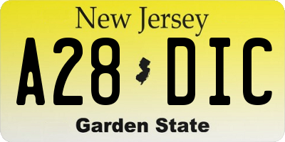 NJ license plate A28DIC