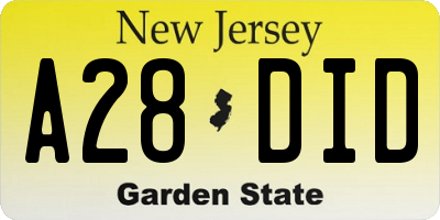 NJ license plate A28DID