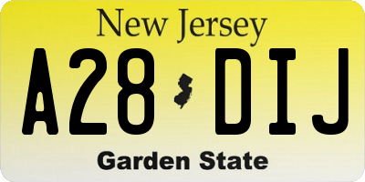 NJ license plate A28DIJ