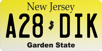 NJ license plate A28DIK