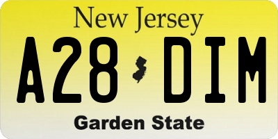 NJ license plate A28DIM