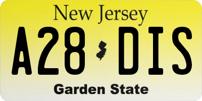 NJ license plate A28DIS