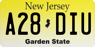NJ license plate A28DIU