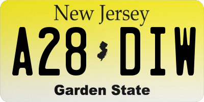 NJ license plate A28DIW