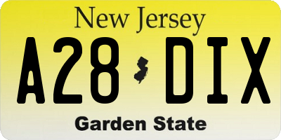 NJ license plate A28DIX