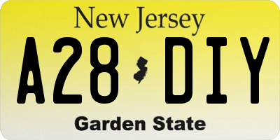 NJ license plate A28DIY