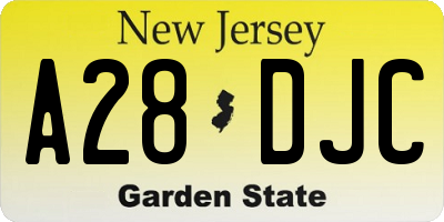 NJ license plate A28DJC