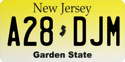 NJ license plate A28DJM