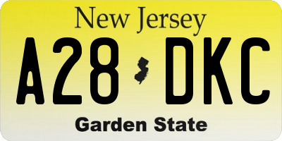 NJ license plate A28DKC