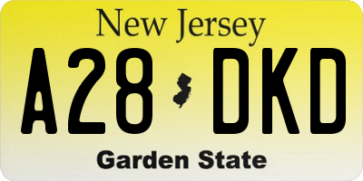NJ license plate A28DKD