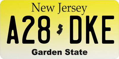 NJ license plate A28DKE