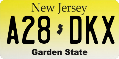 NJ license plate A28DKX